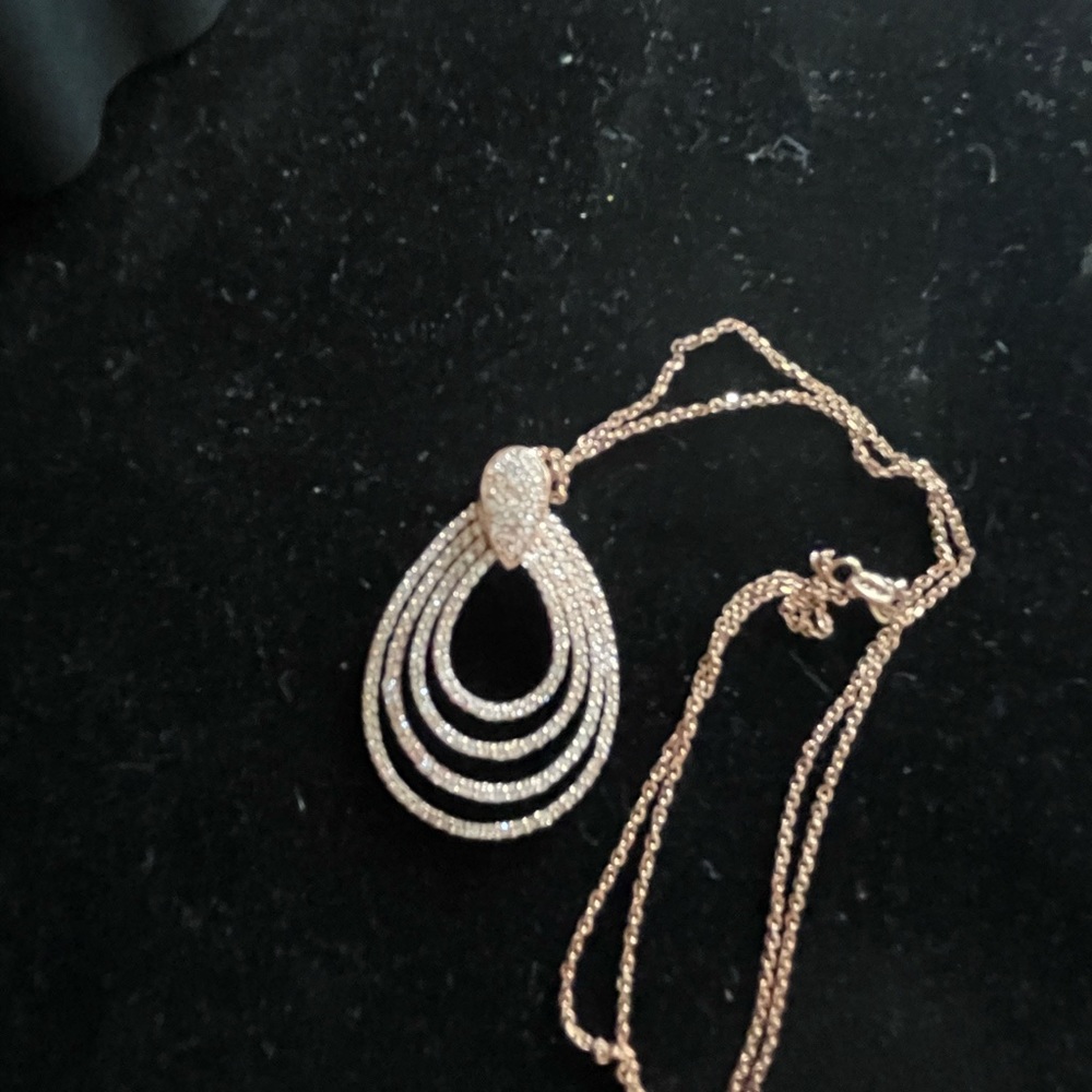 14KT ROSE GOLD DIAMOND PENDANT  NECKLACE - Picture 10 of 10